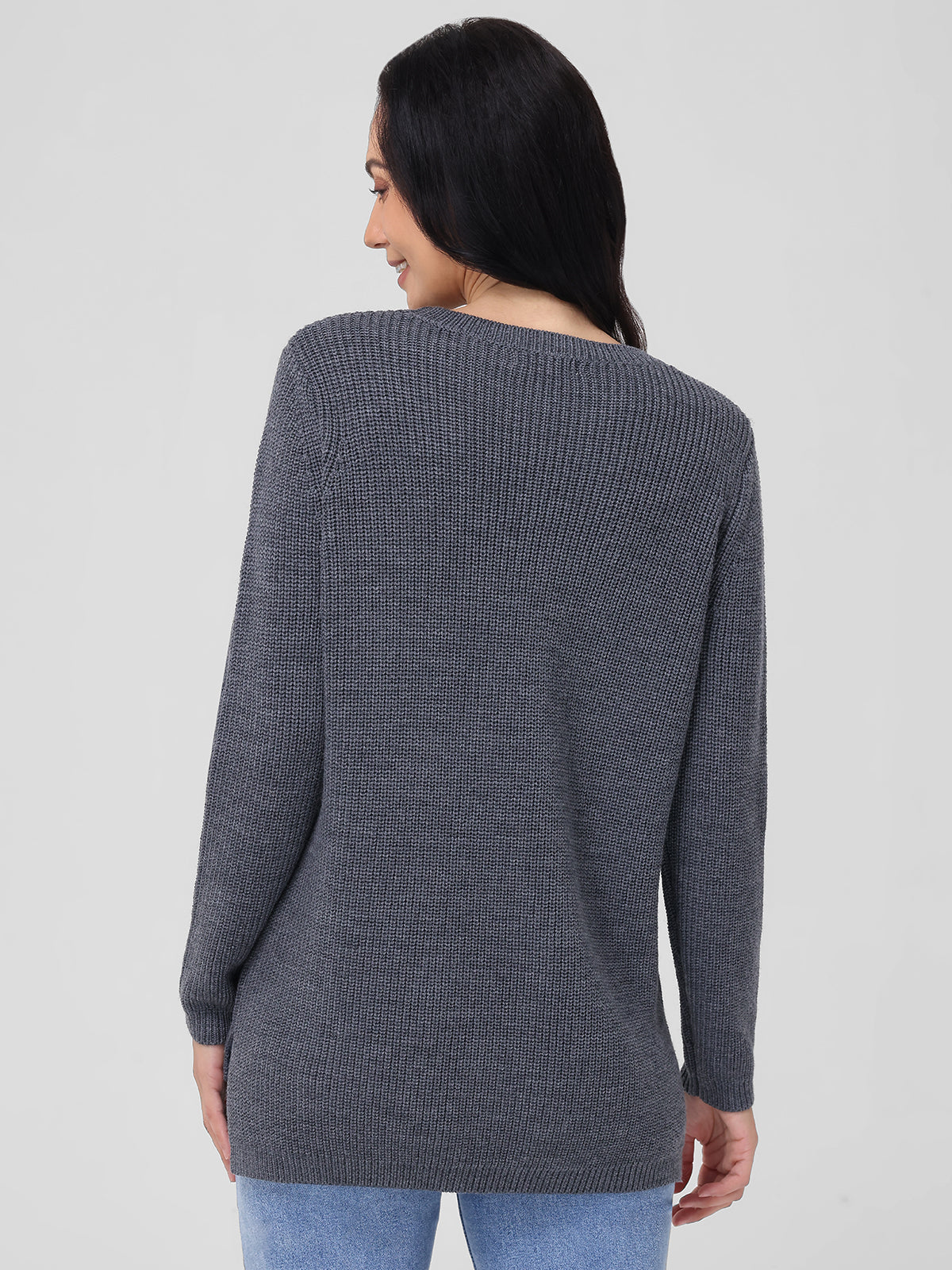 Emma: Wool Crewneck Shaker Stitch Sweater