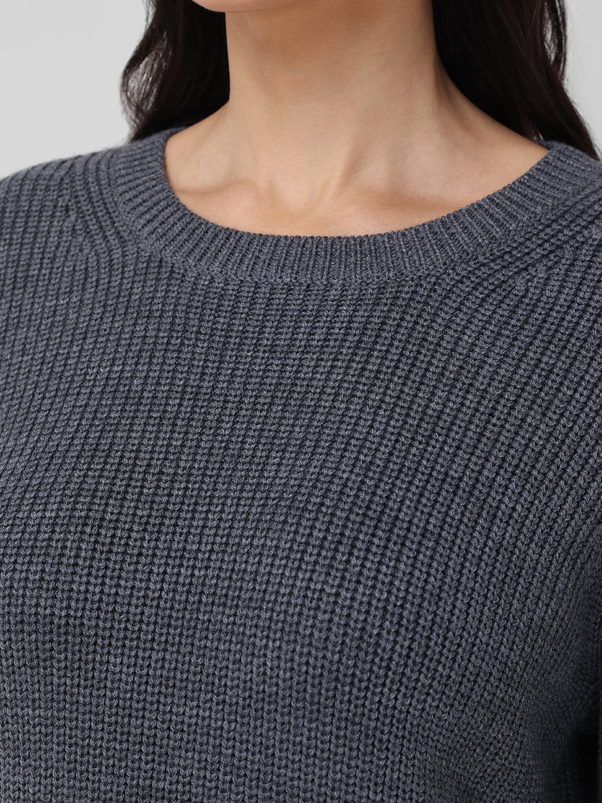 Emma: Wool Crewneck Shaker Stitch Sweater