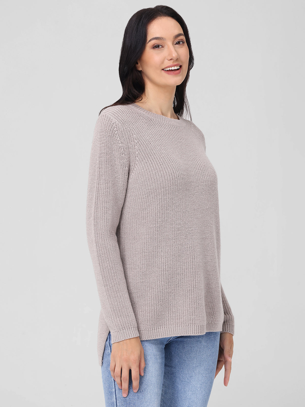 Emma: Wool Crewneck Shaker Stitch Sweater