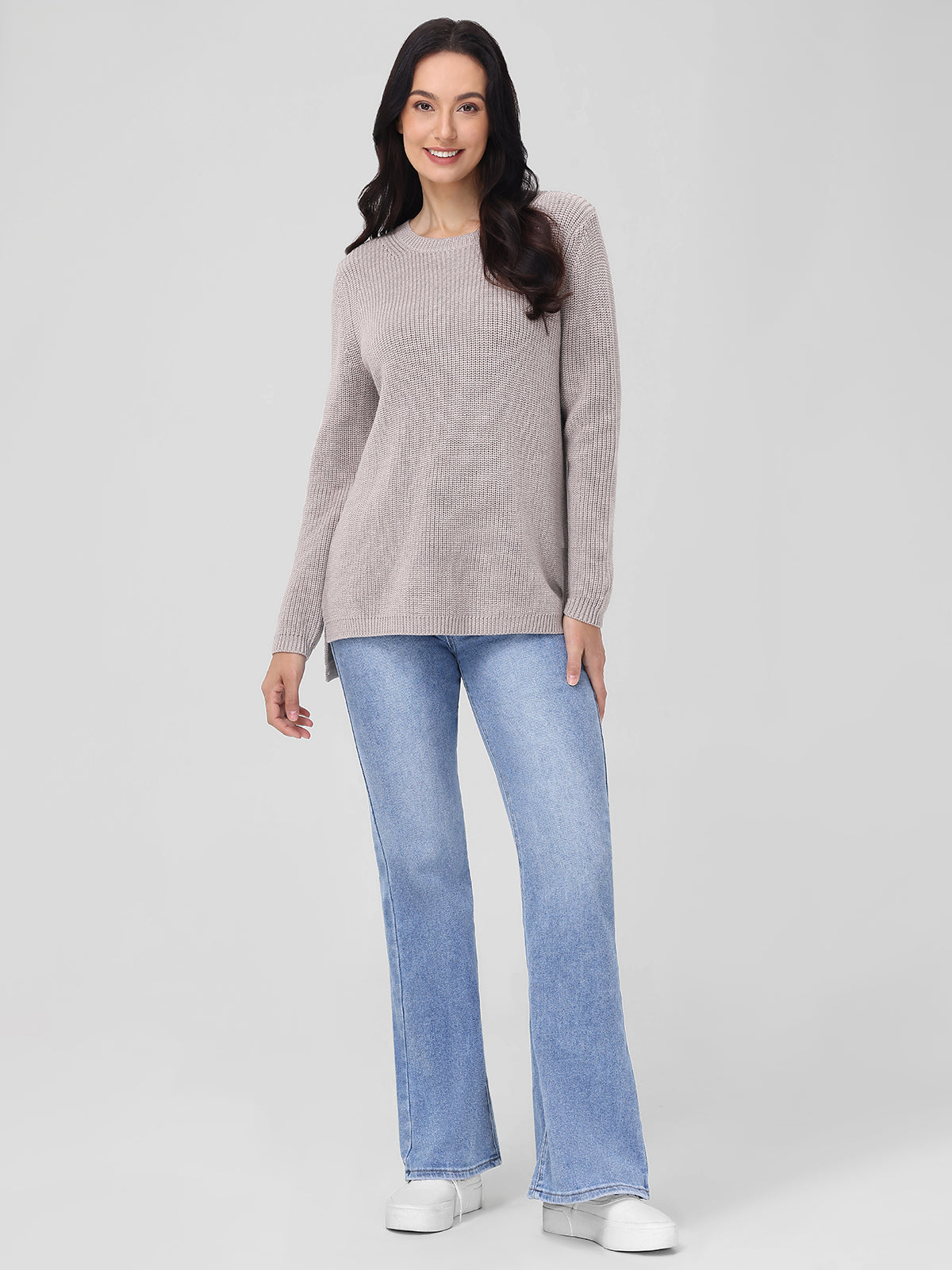 Emma: Wool Crewneck Shaker Stitch Sweater