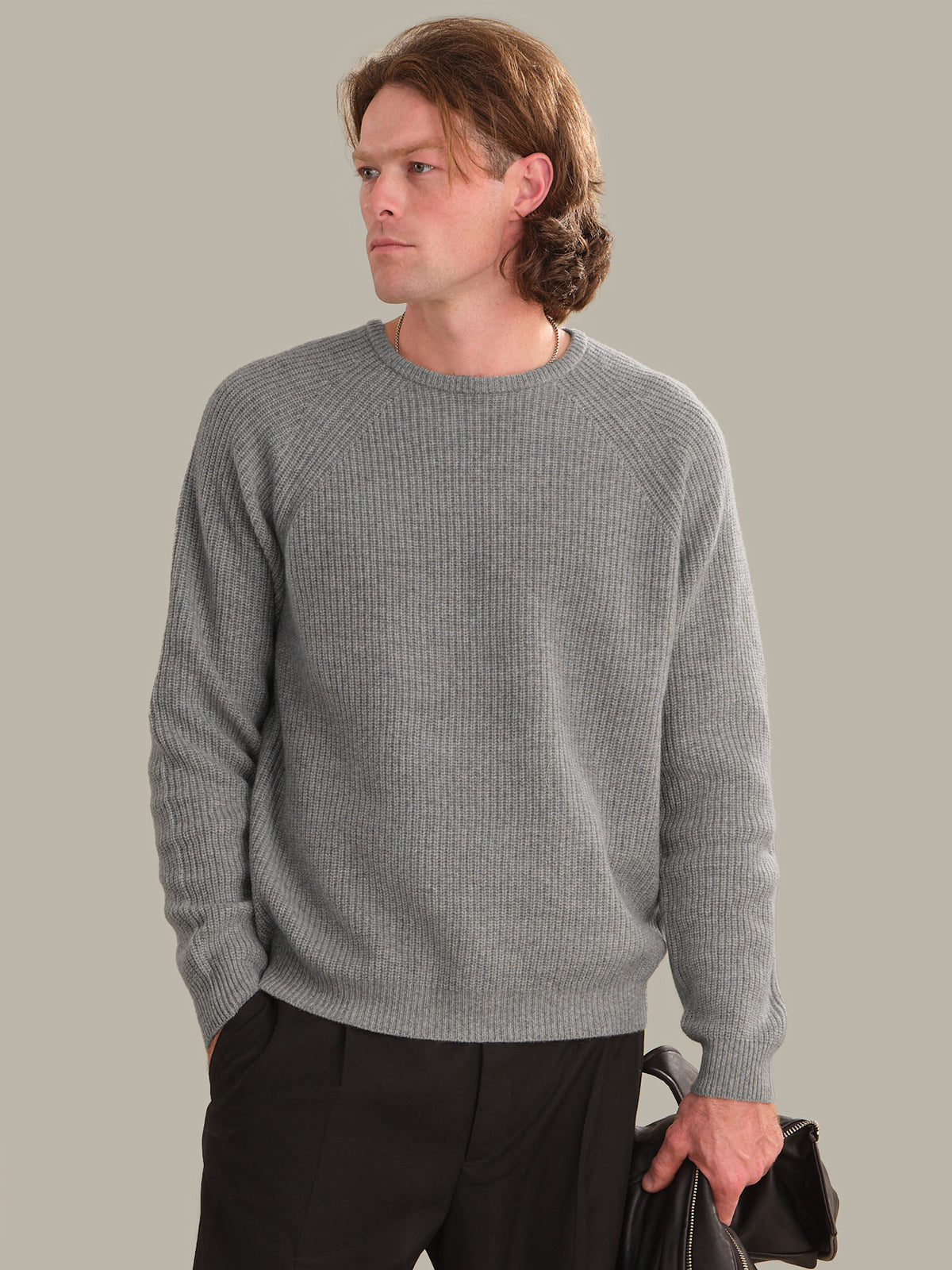 Men's Cashmere Shaker Stitch Crewneck Sweater