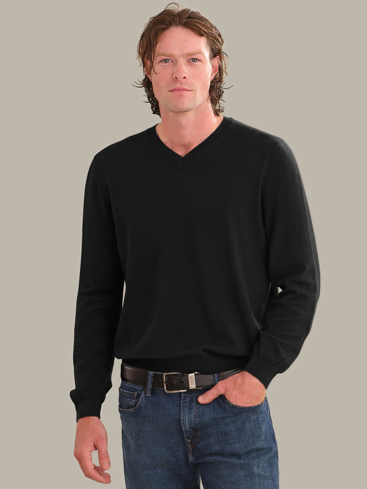 Men's Cotton V-Neck Sweater