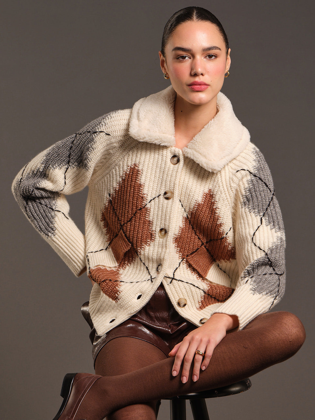 Talia: Argyle Knit Cardigan