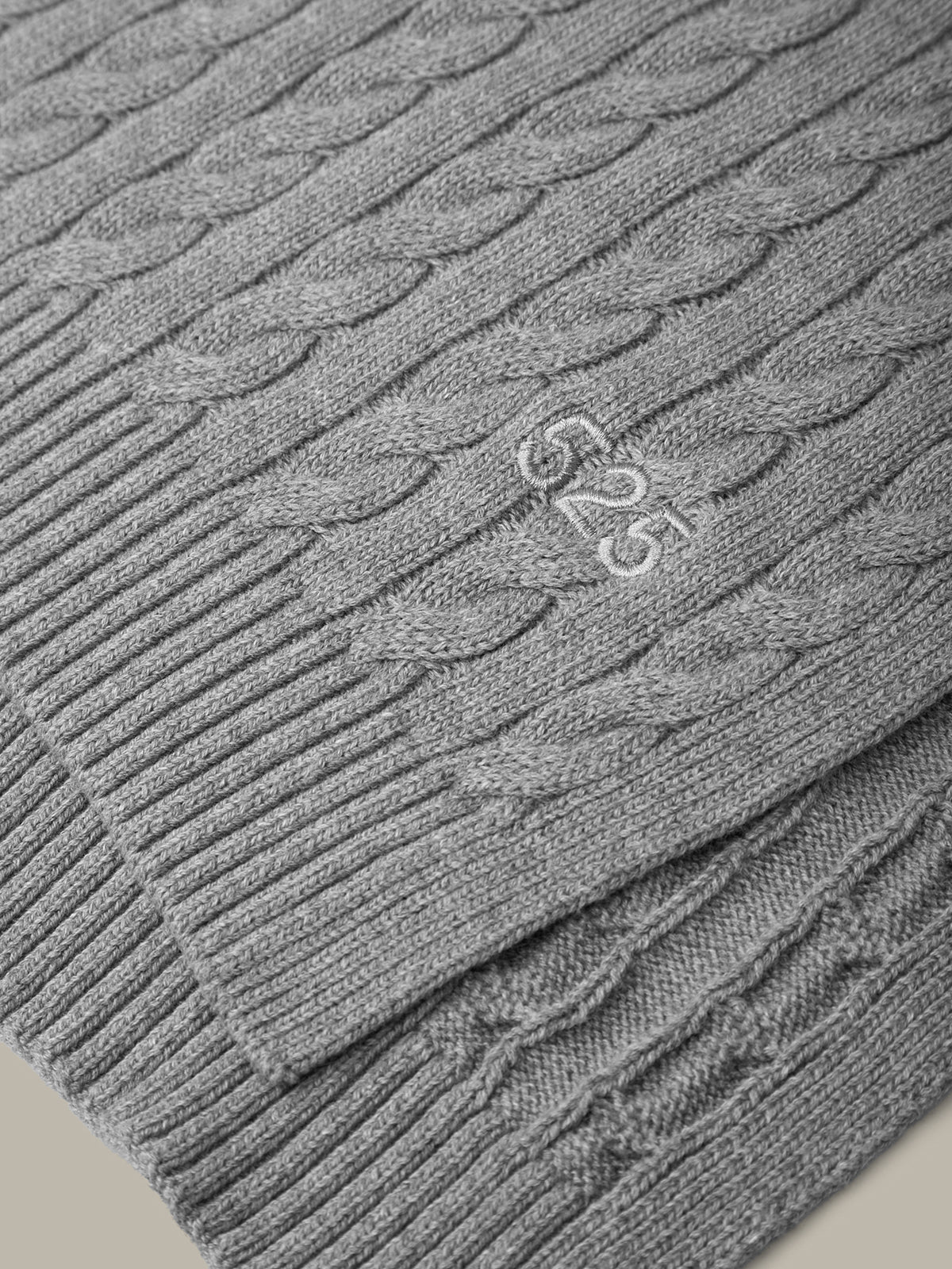 Porter: Embroidered Cable Knit Cotton Scarf