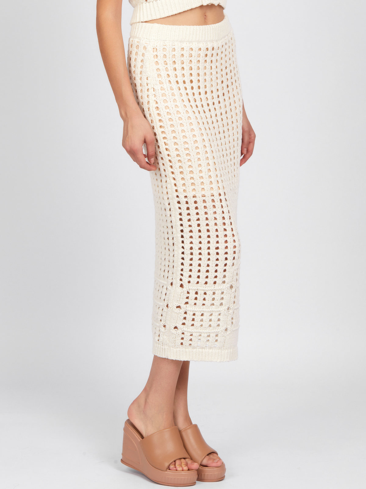 Christina: Open Stitch Midi Skirt