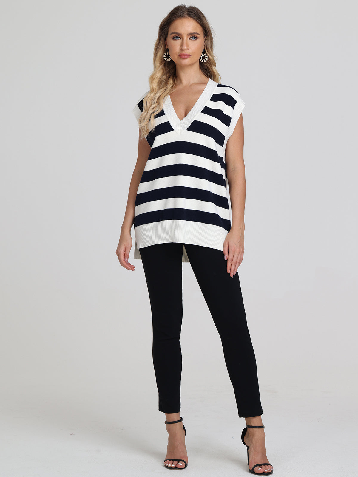 Charlene: Stripe V-Neck Sweater Vest