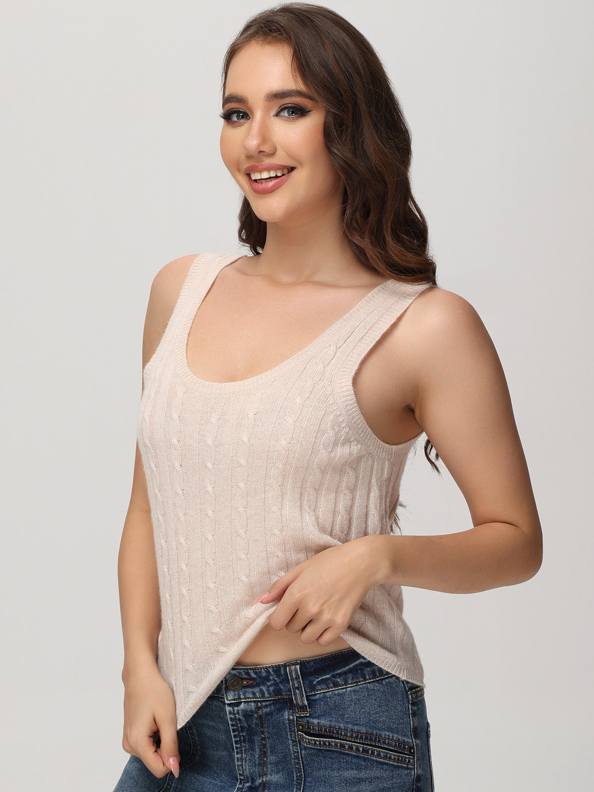 Cashmere Cable Crop Tank