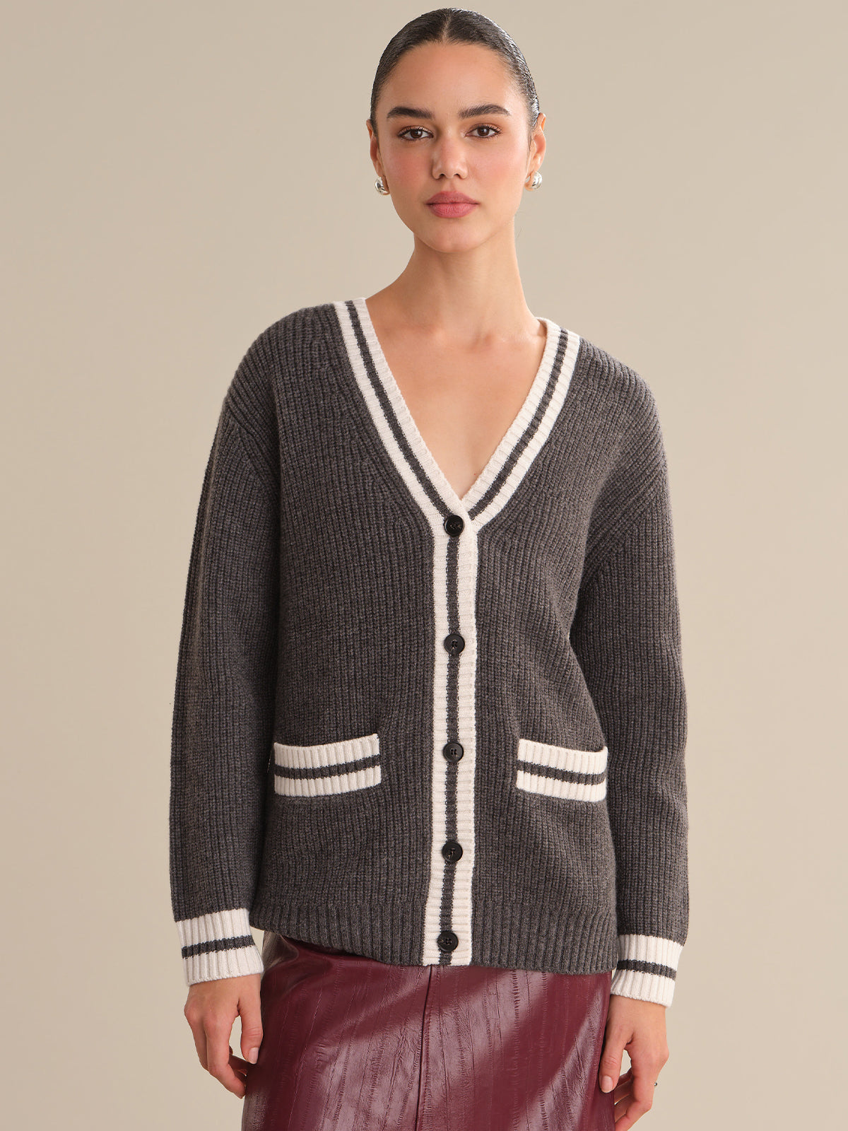 Reece: Cashmere Blend Rib Cardigan